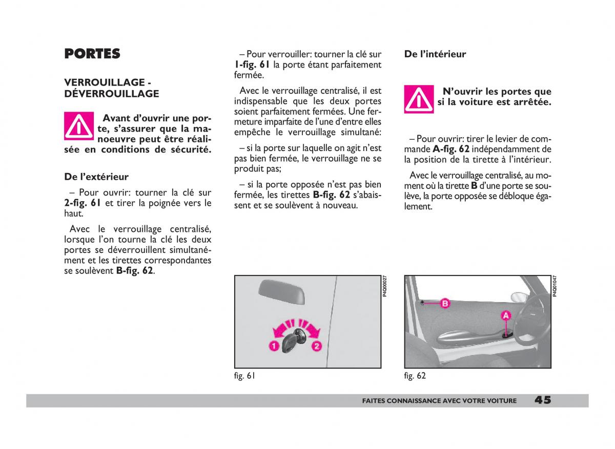 Fiat 600 Seicento manuel du proprietaire / page 46