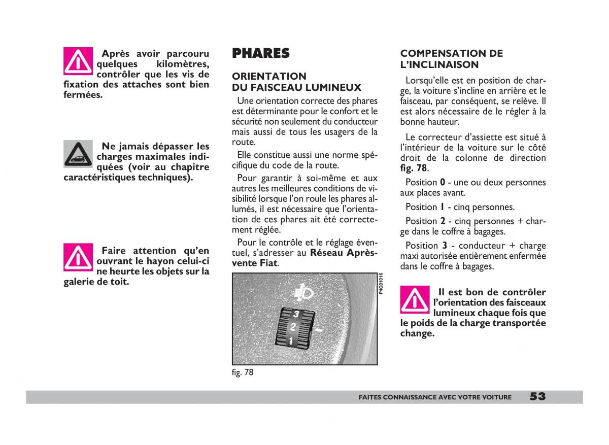 Fiat 600 Seicento manuel du proprietaire / page 54