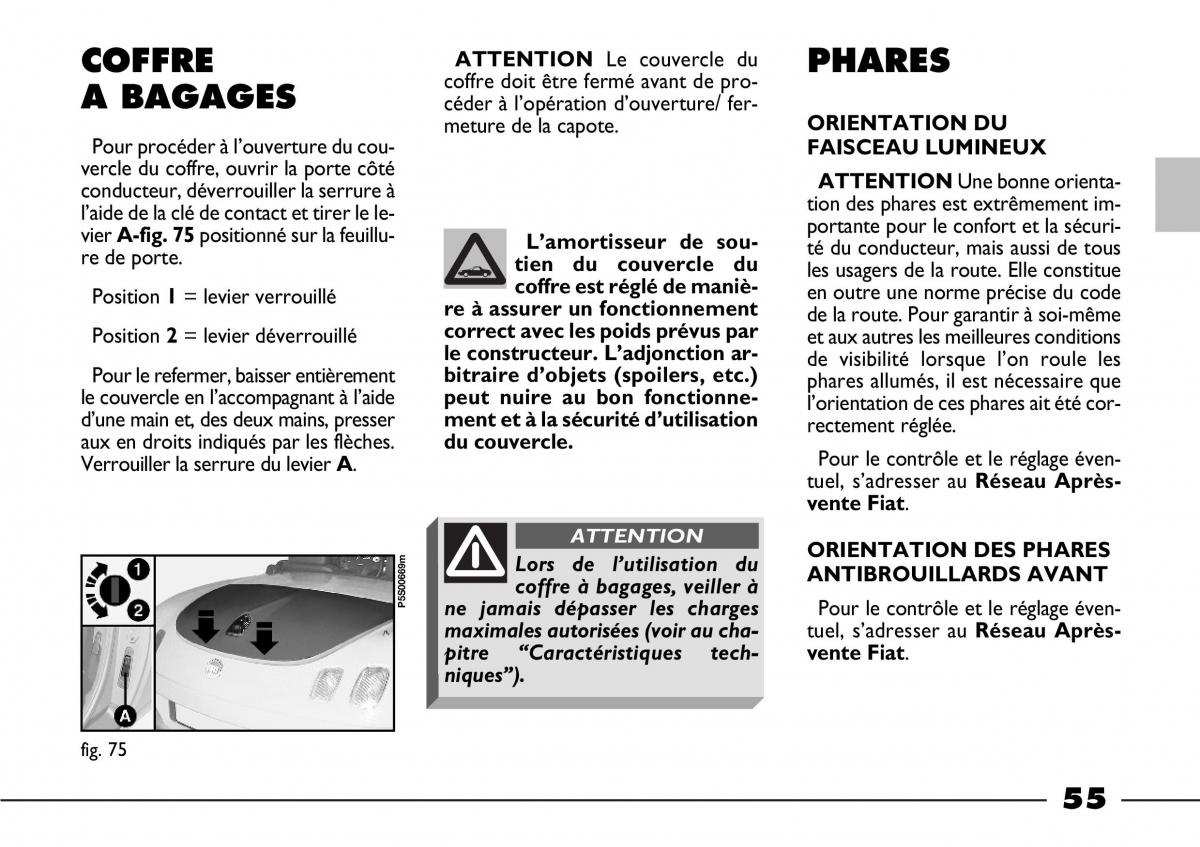 Fiat Barchetta manuel du proprietaire / page 56