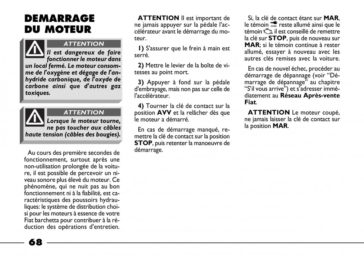 Fiat Barchetta manuel du proprietaire / page 69