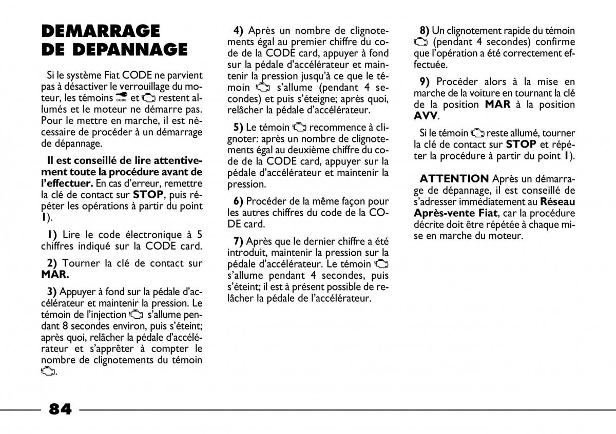 Fiat Barchetta manuel du proprietaire / page 85