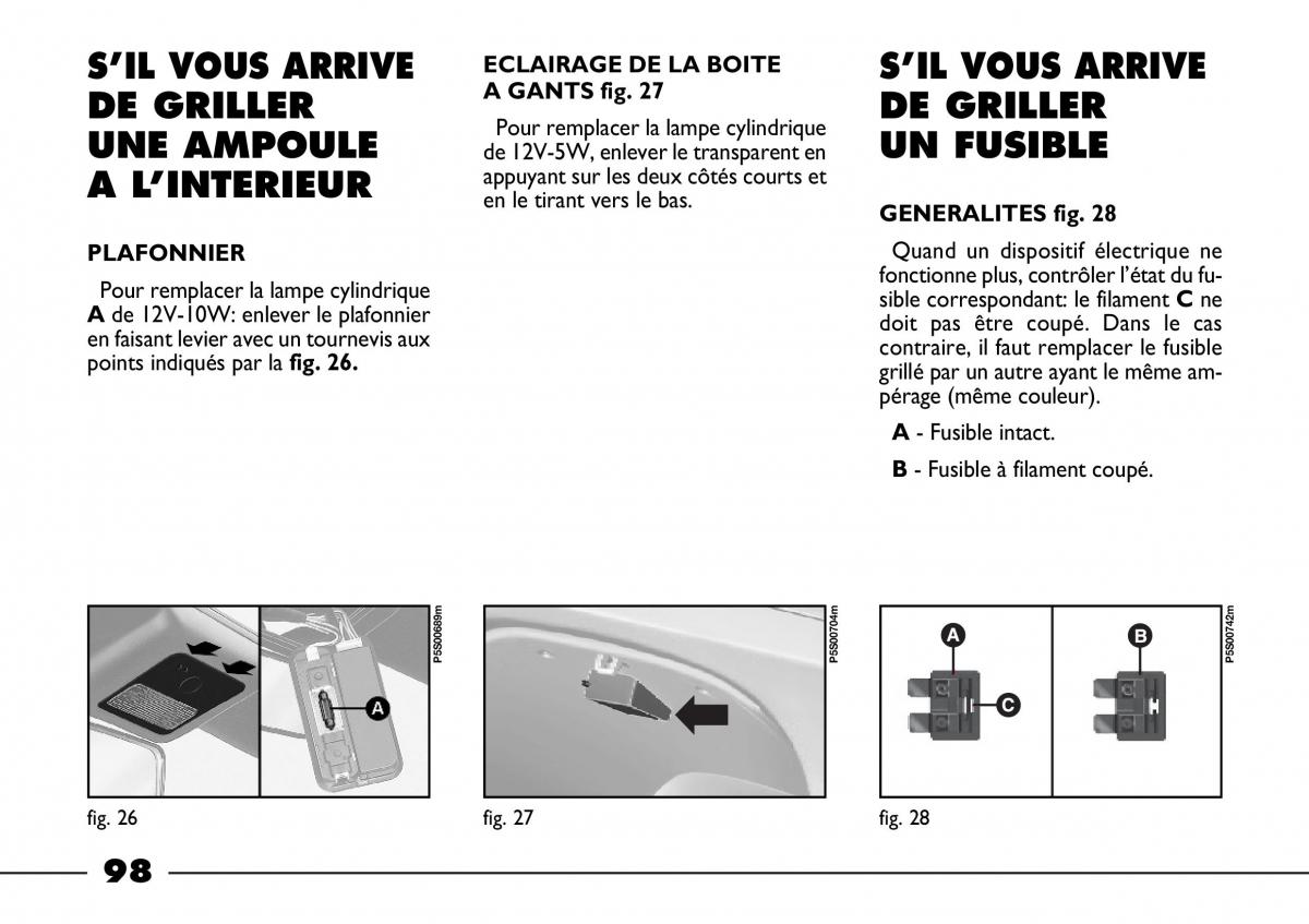 Fiat Barchetta manuel du proprietaire / page 99