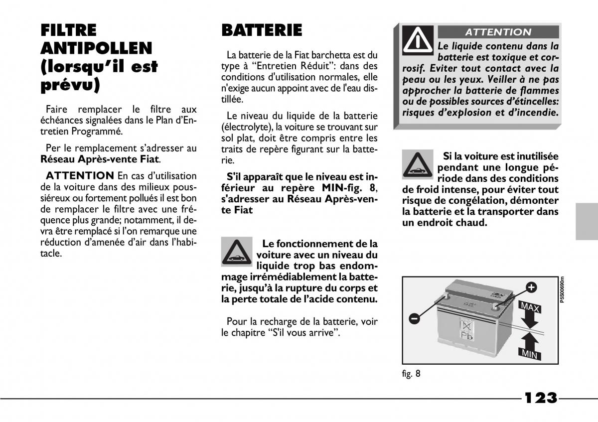 Fiat Barchetta manuel du proprietaire / page 124