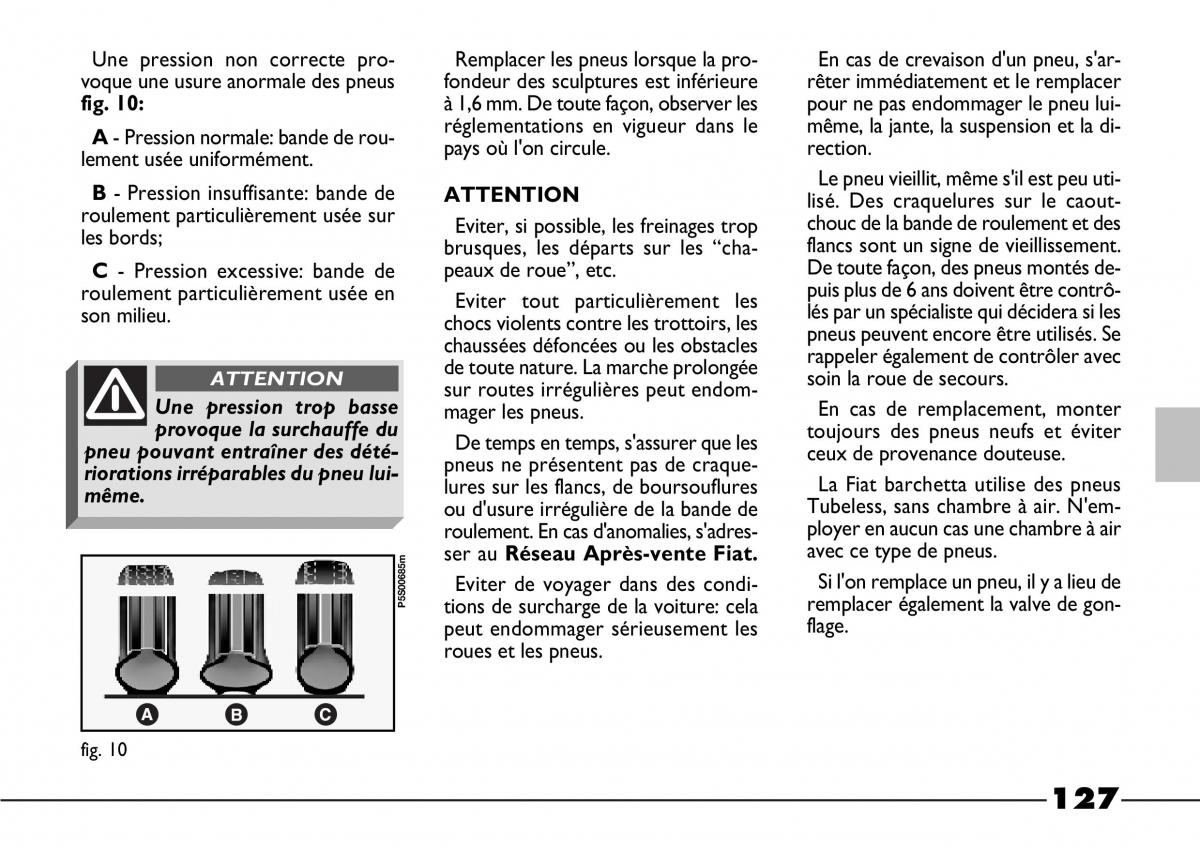 Fiat Barchetta manuel du proprietaire / page 128