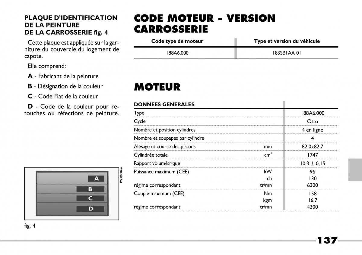 Fiat Barchetta manuel du proprietaire / page 138