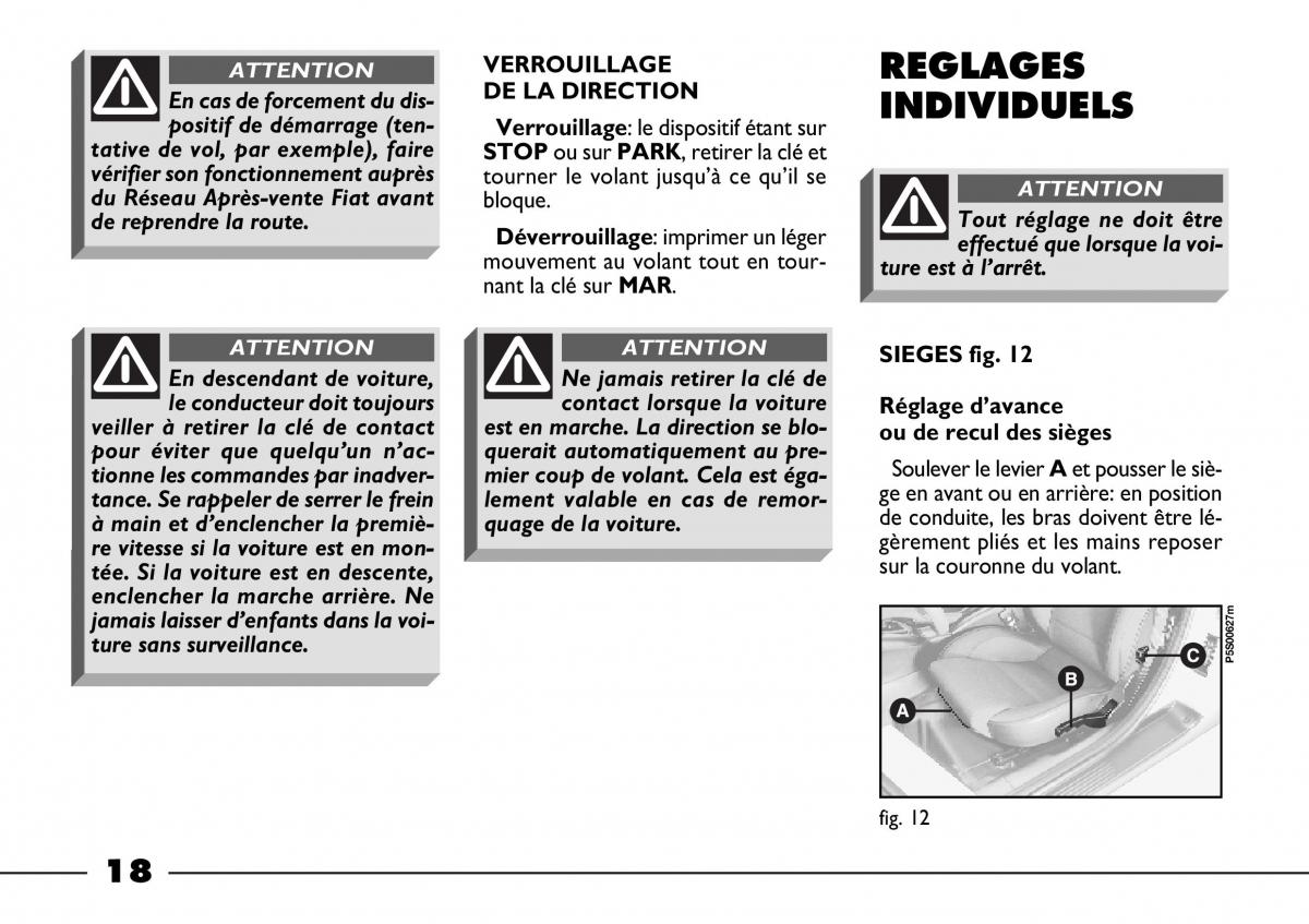 Fiat Barchetta manuel du proprietaire / page 19