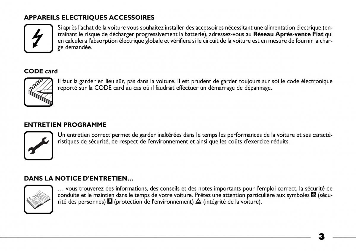 Fiat Barchetta manuel du proprietaire / page 4