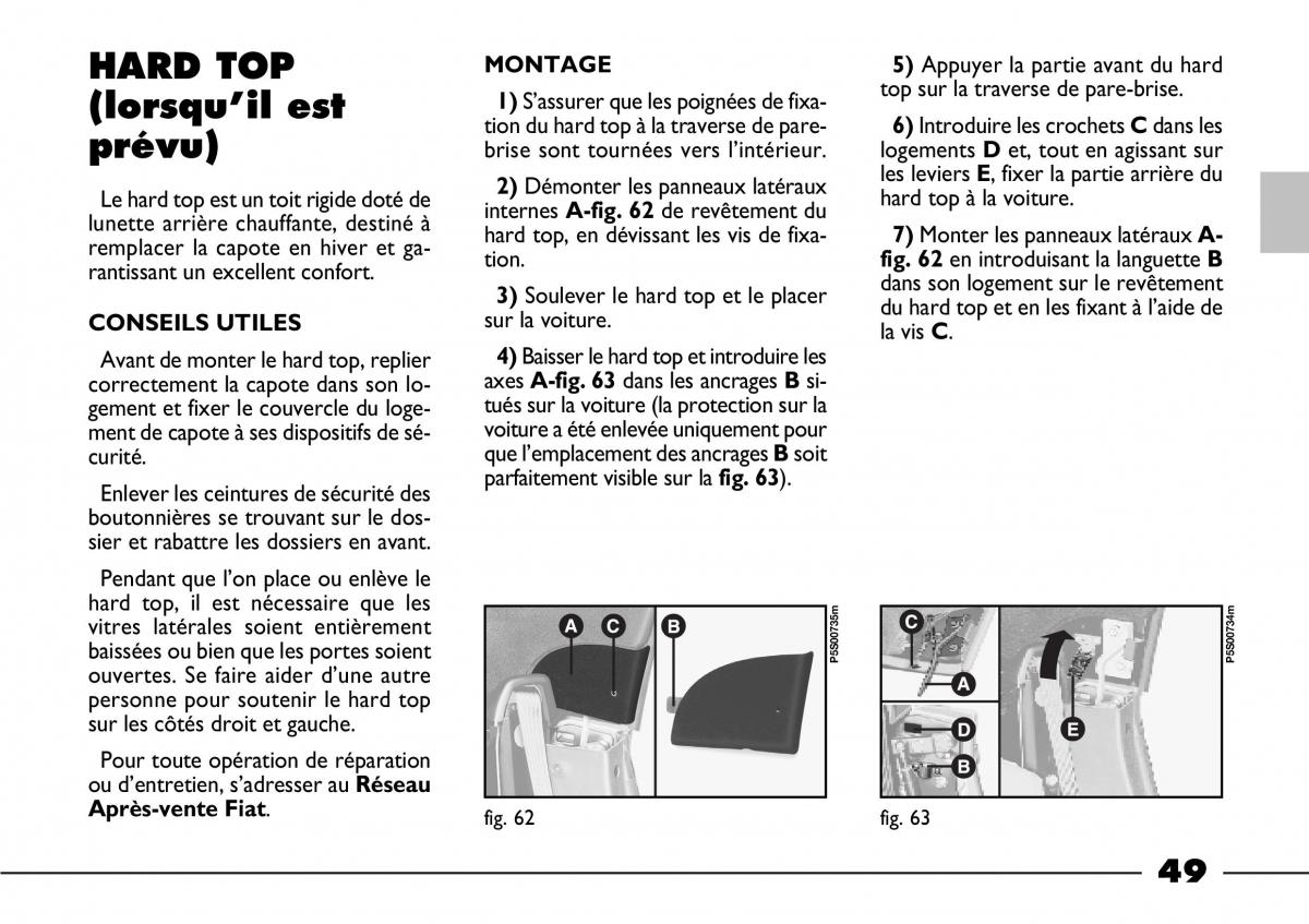 Fiat Barchetta manuel du proprietaire / page 50