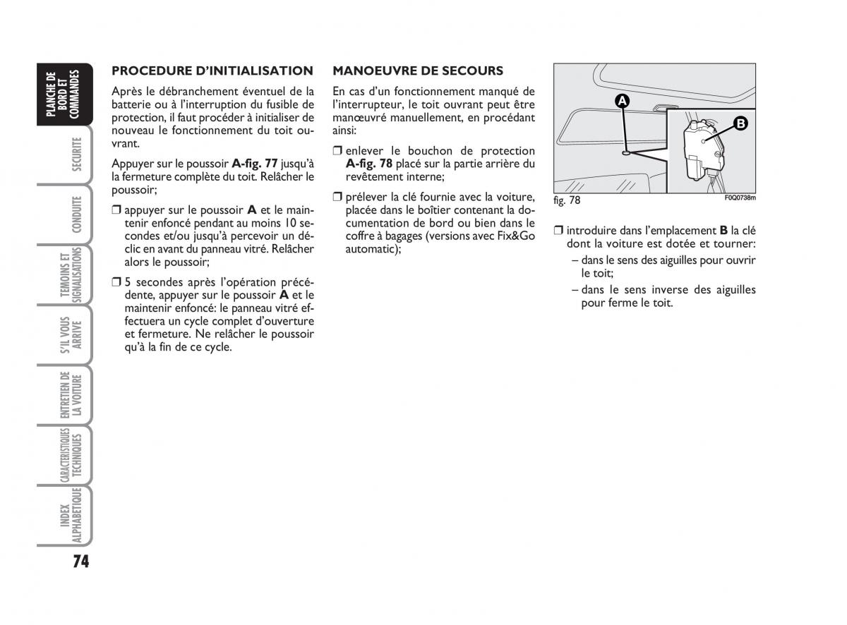 Fiat Bravo II 2 manuel du proprietaire / page 75