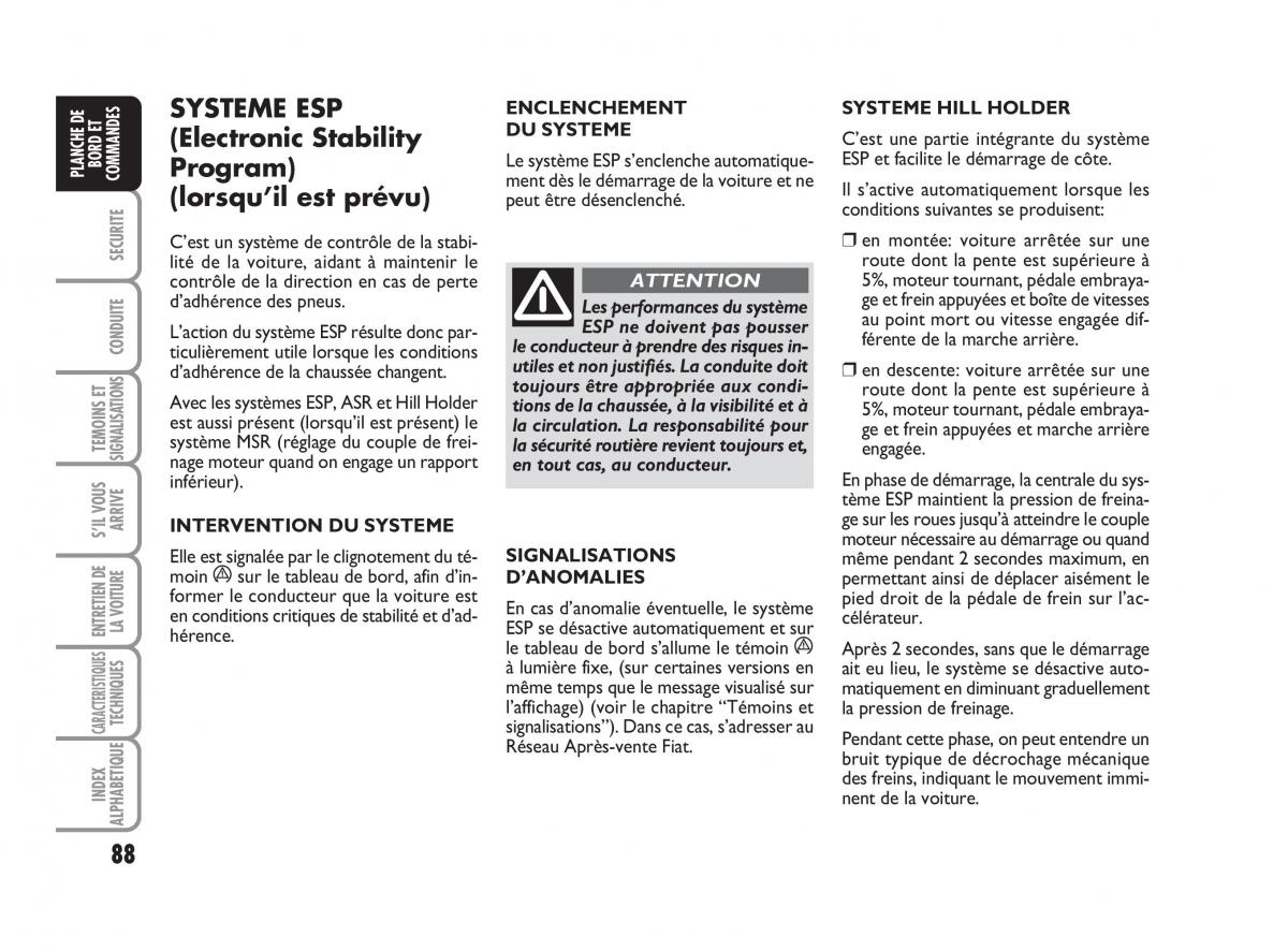 Fiat Bravo II 2 manuel du proprietaire / page 89