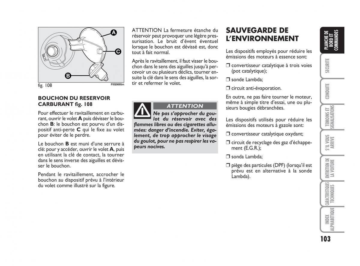 Fiat Bravo II 2 manuel du proprietaire / page 104