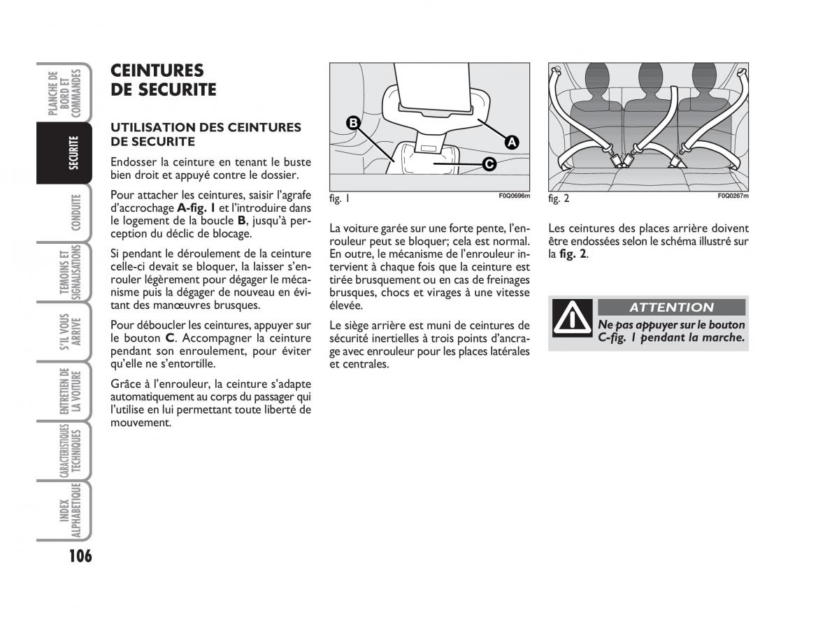 Fiat Bravo II 2 manuel du proprietaire / page 107