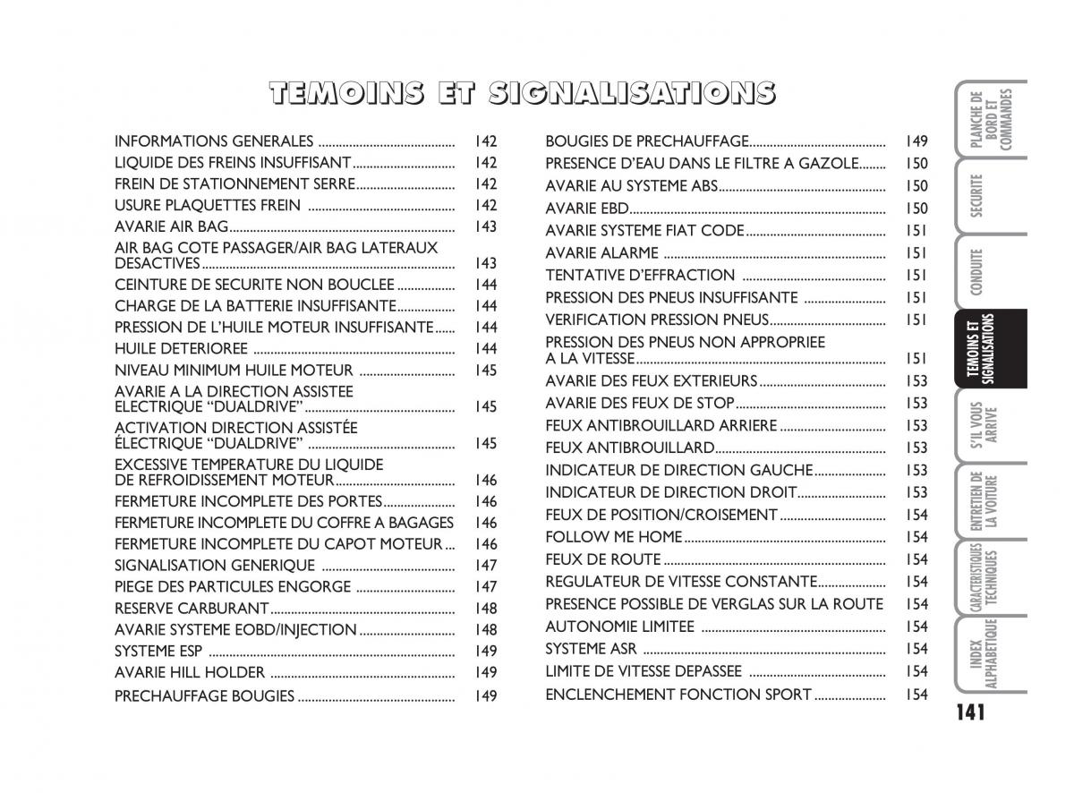 Fiat Bravo II 2 manuel du proprietaire / page 142