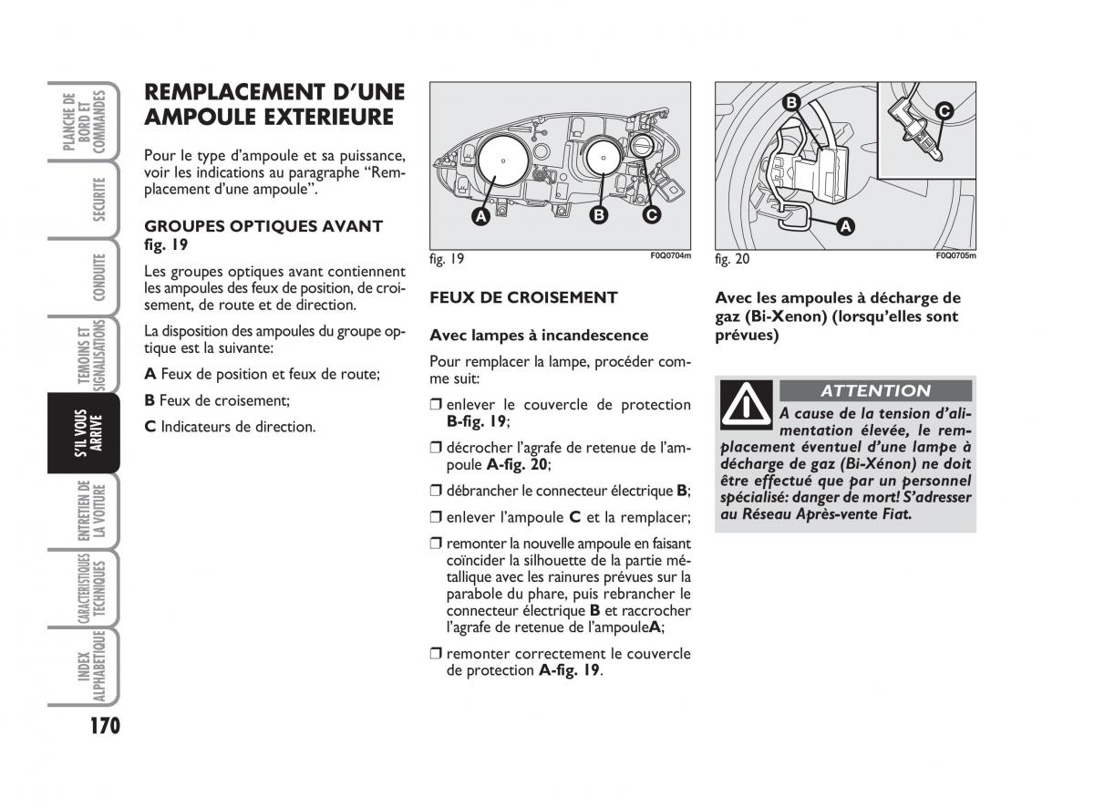 Fiat Bravo II 2 manuel du proprietaire / page 171