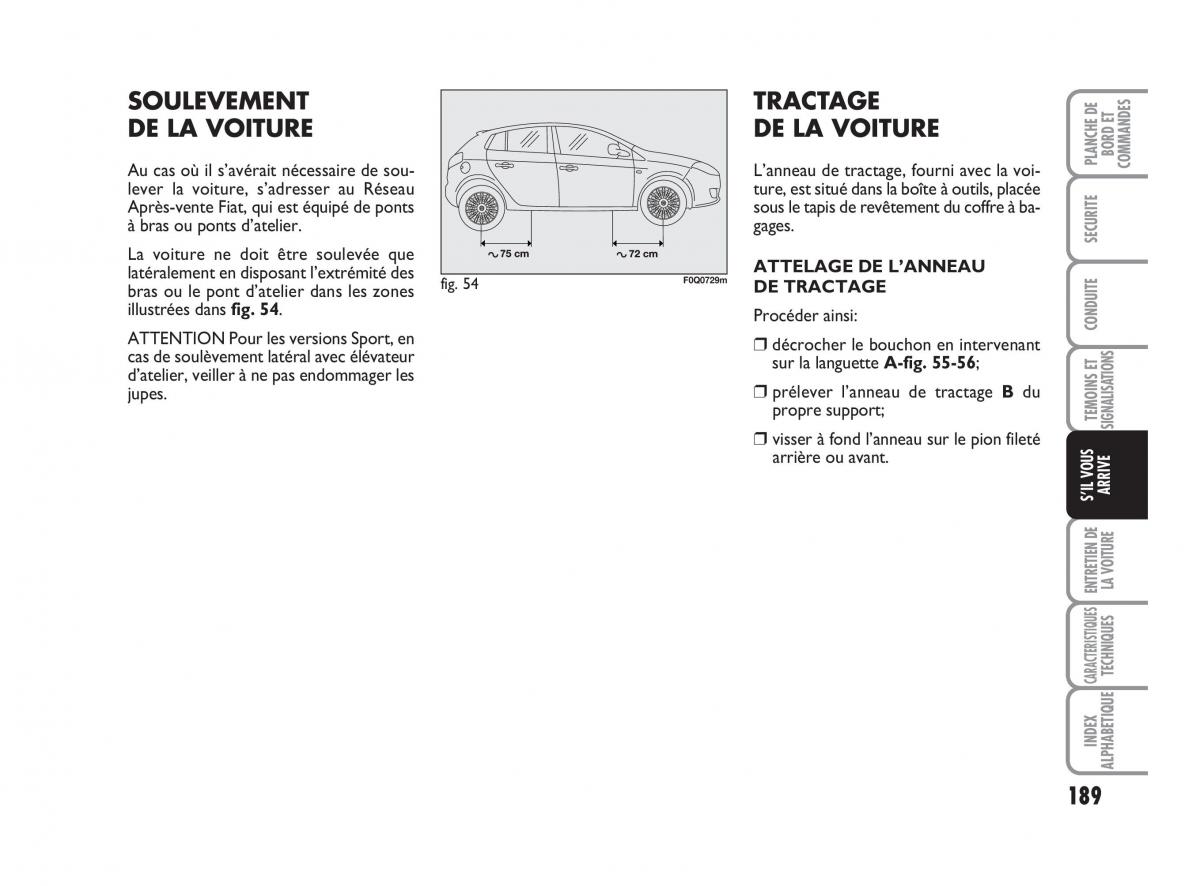 Fiat Bravo II 2 manuel du proprietaire / page 190