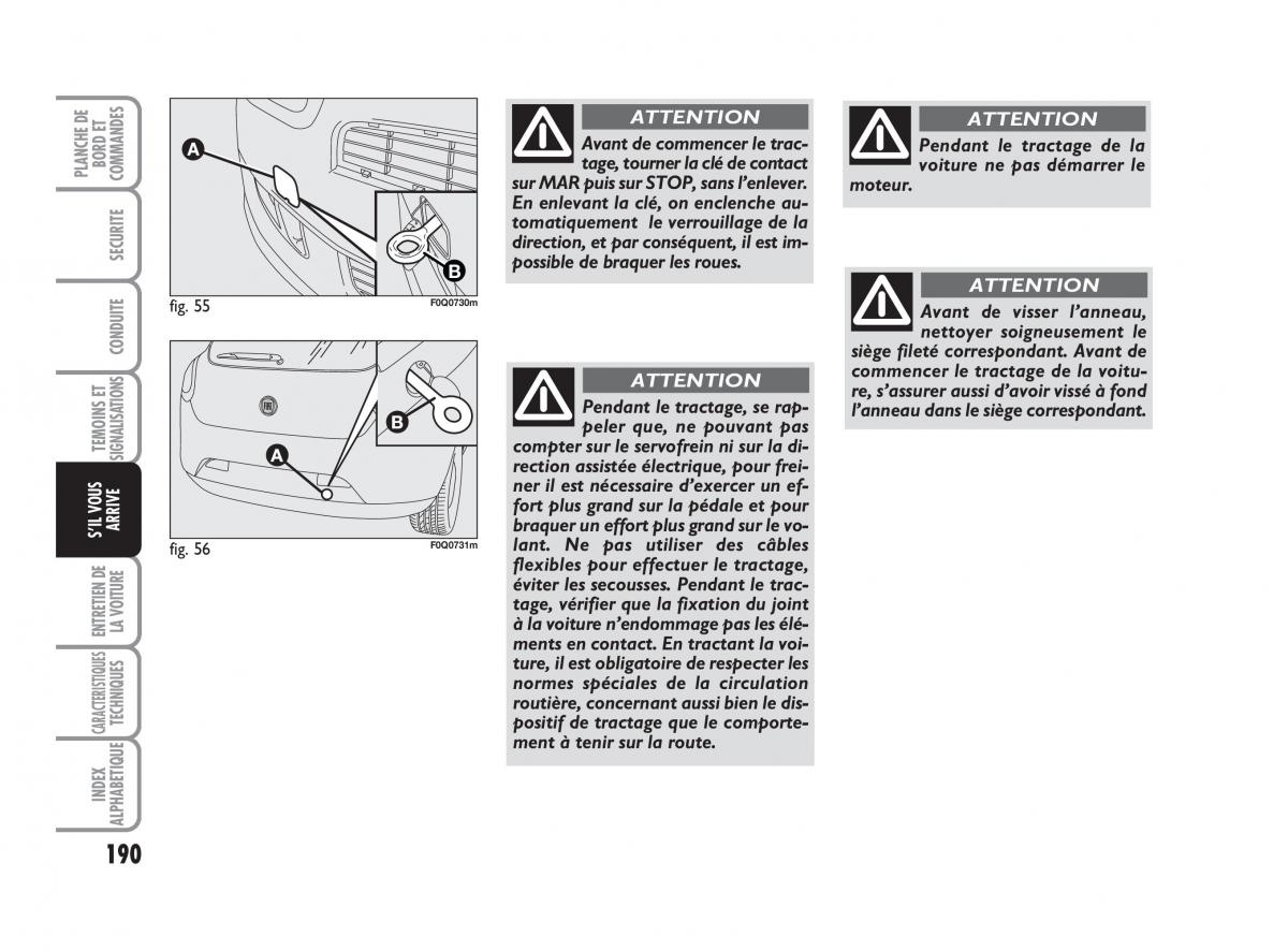 Fiat Bravo II 2 manuel du proprietaire / page 191