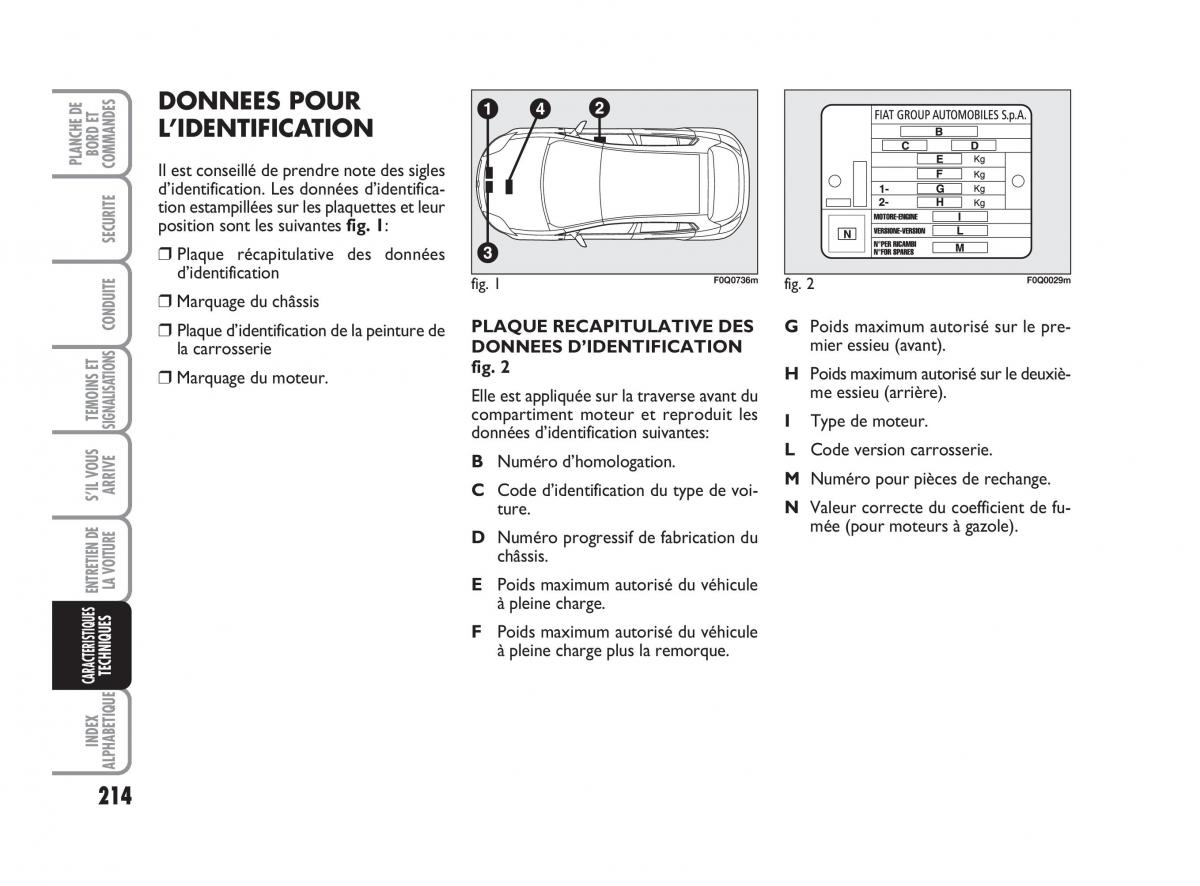 Fiat Bravo II 2 manuel du proprietaire / page 215