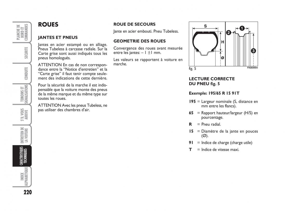 Fiat Bravo II 2 manuel du proprietaire / page 221