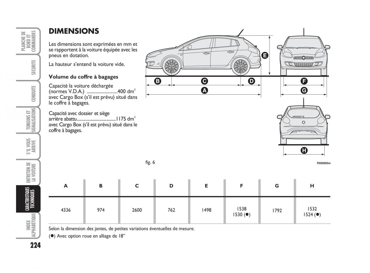 Fiat Bravo II 2 manuel du proprietaire / page 225