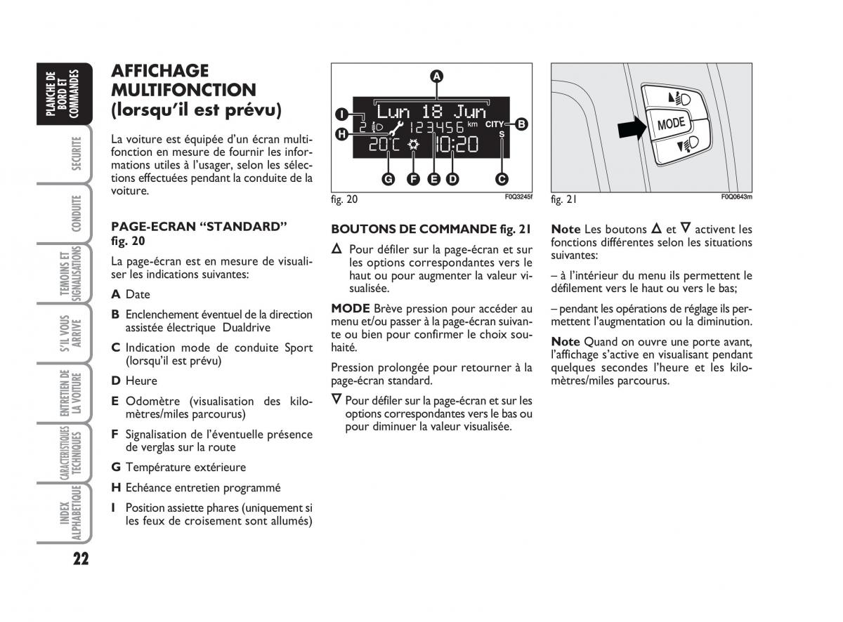 Fiat Bravo II 2 manuel du proprietaire / page 23