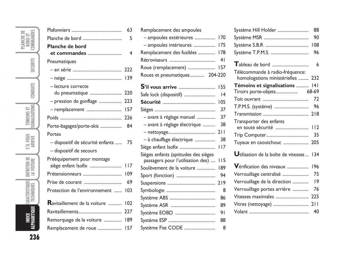 Fiat Bravo II 2 manuel du proprietaire / page 237