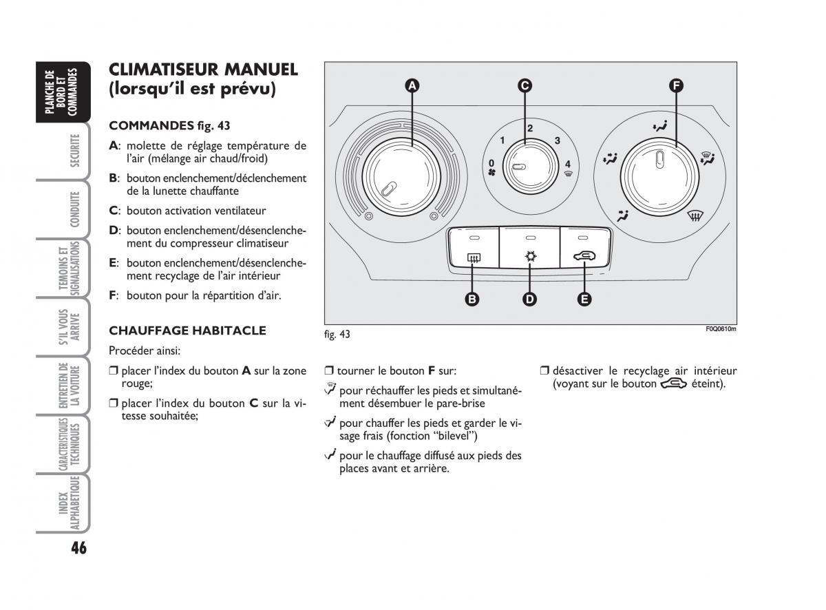 Fiat Bravo II 2 manuel du proprietaire / page 47