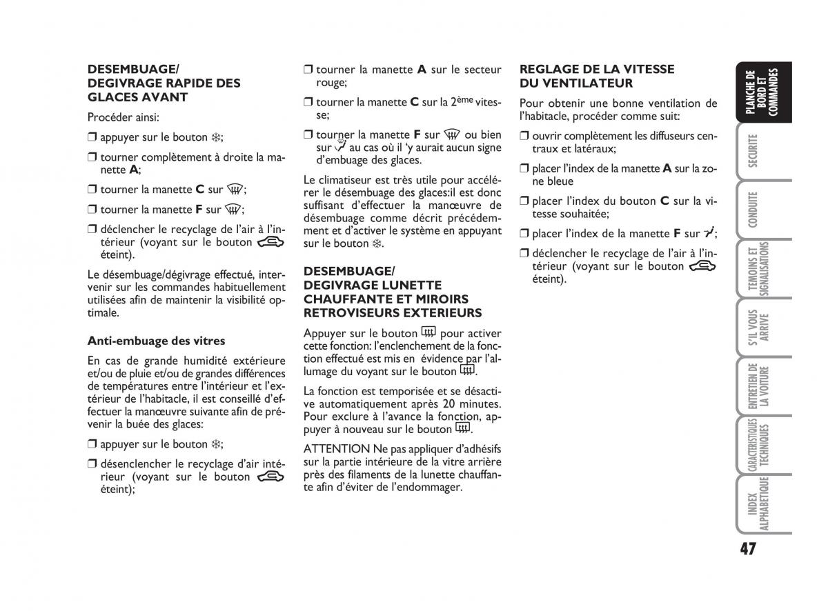 Fiat Bravo II 2 manuel du proprietaire / page 48