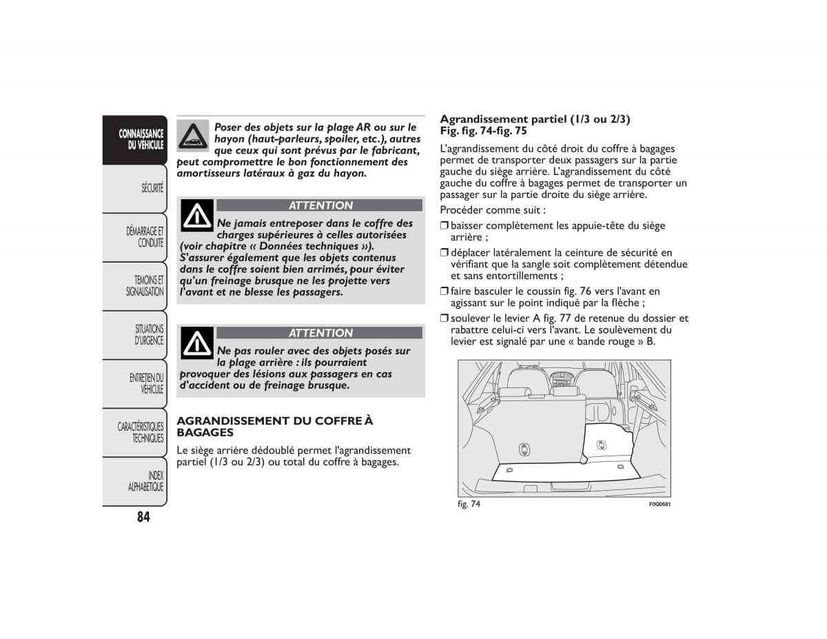 Fiat Bravo II 2 FL manuel du proprietaire / page 88