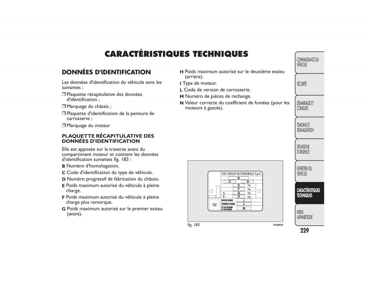 Fiat Bravo II 2 FL manuel du proprietaire / page 233