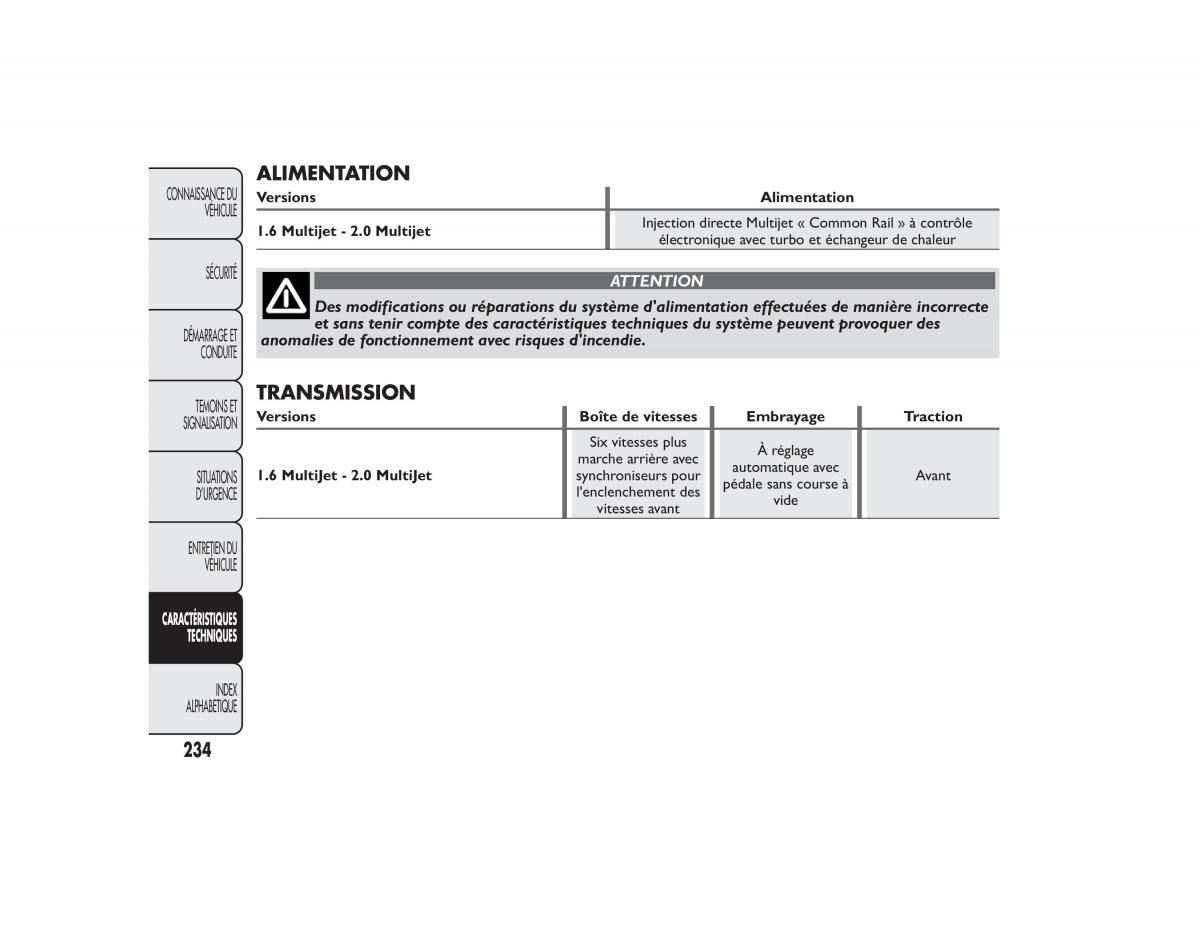 Fiat Bravo II 2 FL manuel du proprietaire / page 238