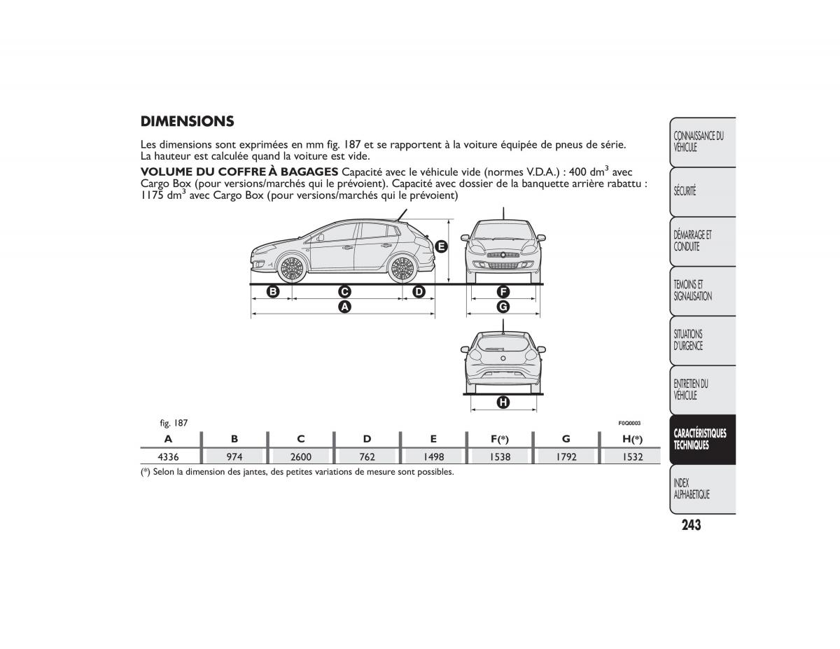 Fiat Bravo II 2 FL manuel du proprietaire / page 247