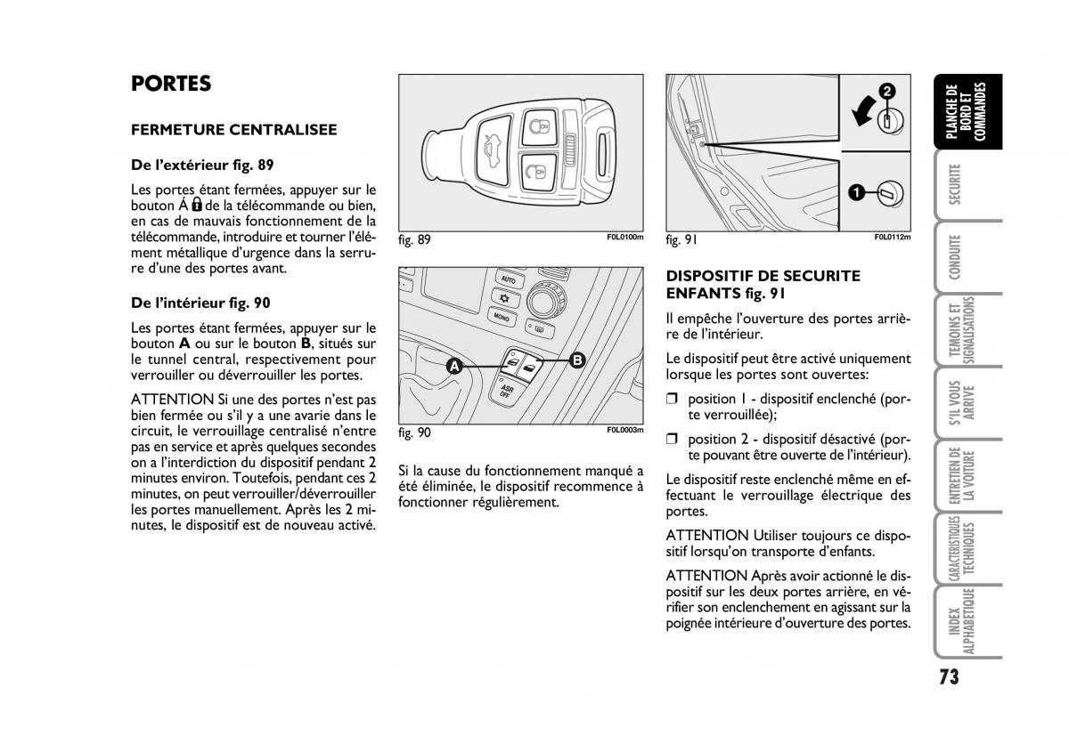 Fiat Croma manuel du proprietaire / page 73