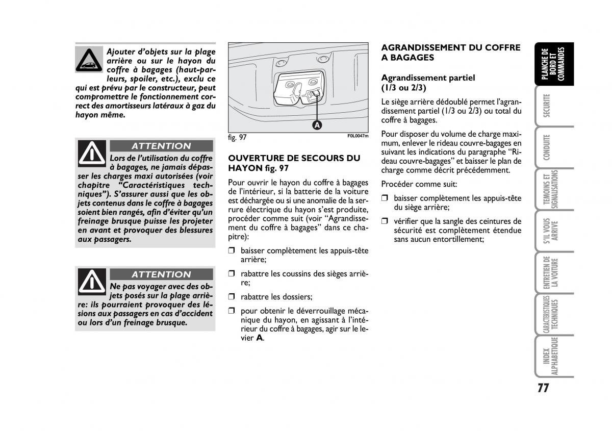 Fiat Croma manuel du proprietaire / page 77