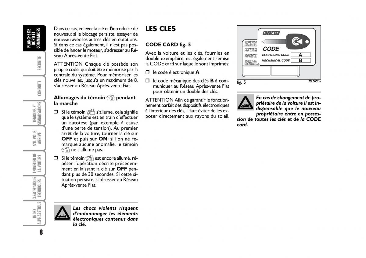 Fiat Croma manuel du proprietaire / page 8