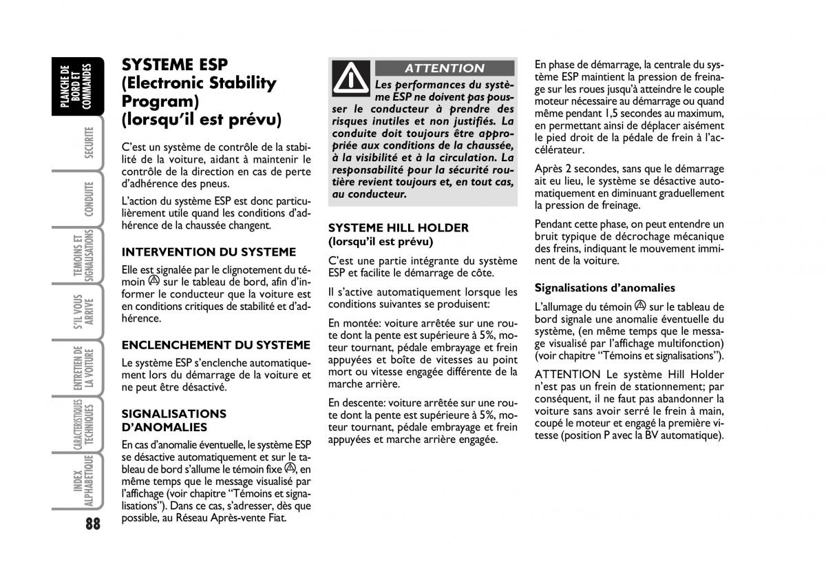 Fiat Croma manuel du proprietaire / page 88