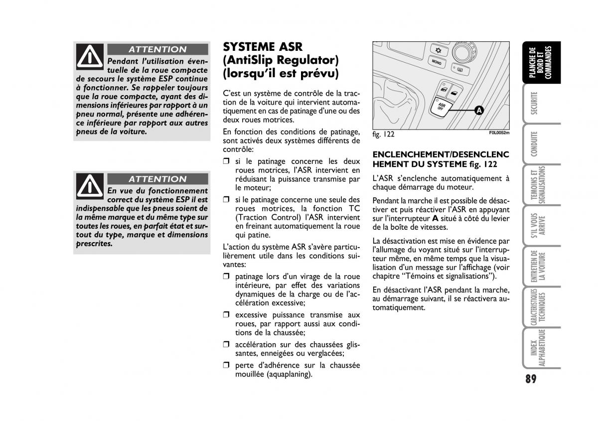 Fiat Croma manuel du proprietaire / page 89