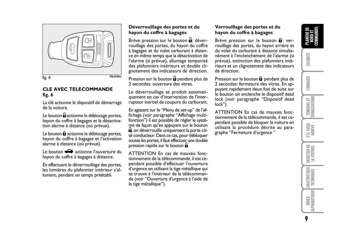 Fiat Croma manuel du proprietaire / page 9