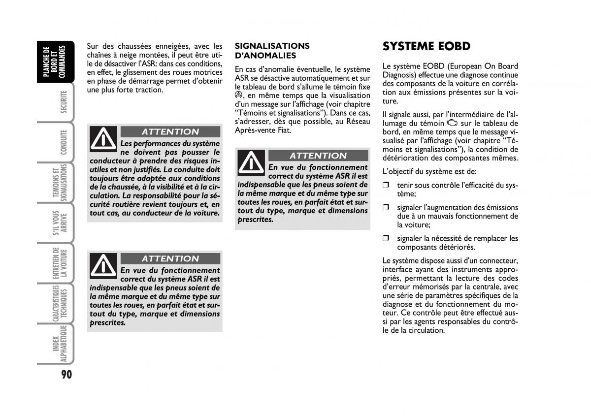 Fiat Croma manuel du proprietaire / page 90