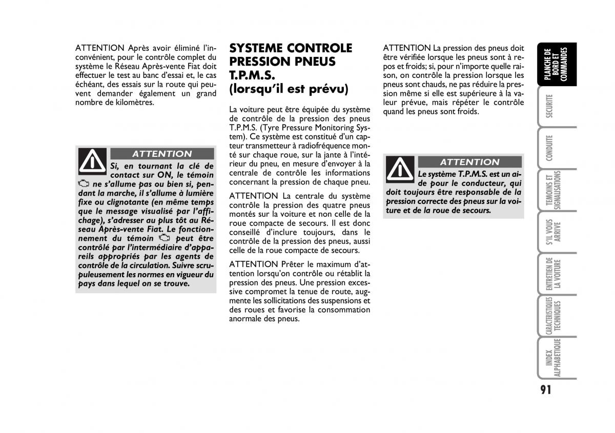 Fiat Croma manuel du proprietaire / page 91