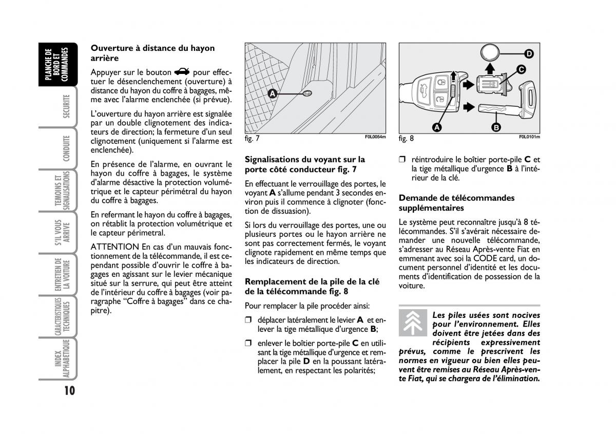 Fiat Croma manuel du proprietaire / page 10