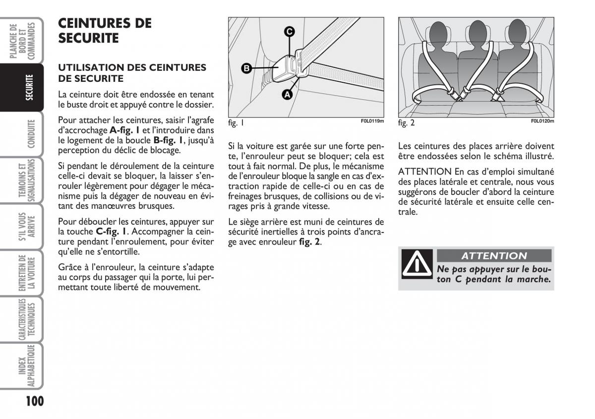 Fiat Croma manuel du proprietaire / page 100