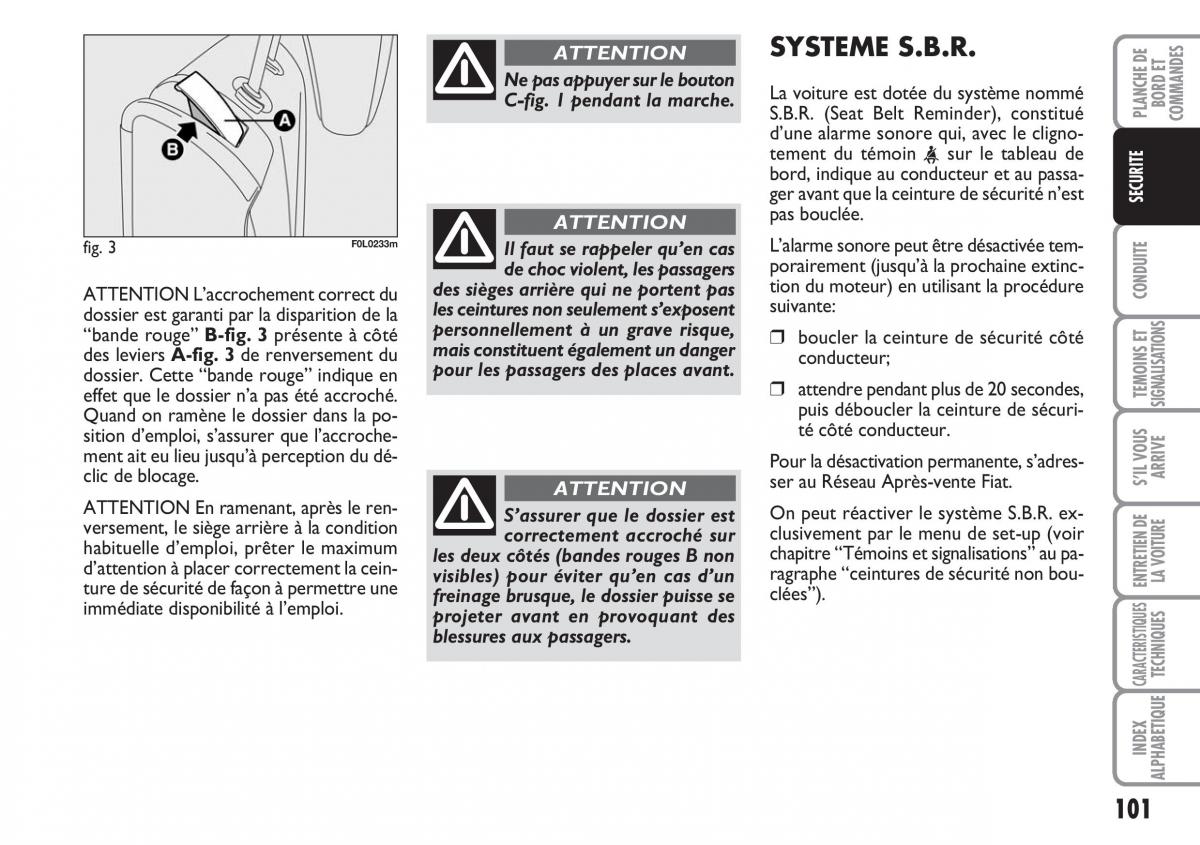 Fiat Croma manuel du proprietaire / page 101