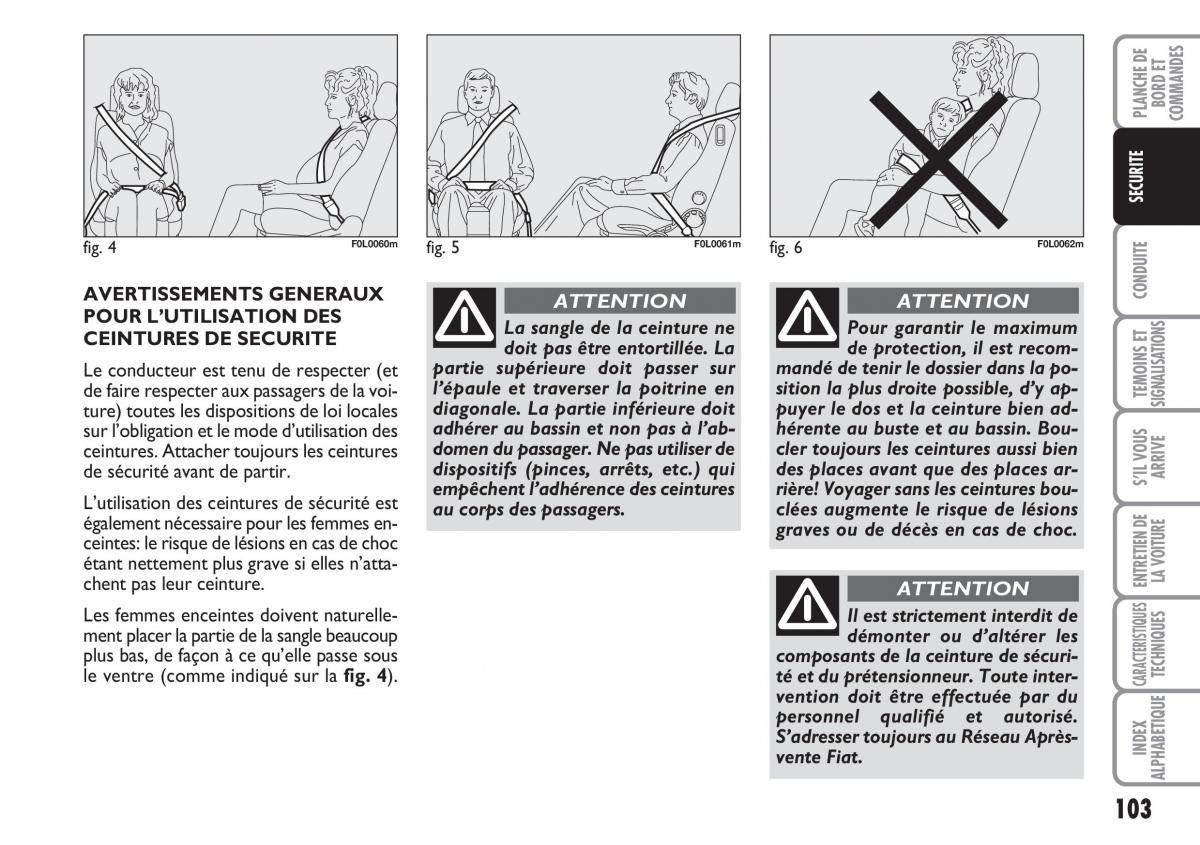 Fiat Croma manuel du proprietaire / page 103