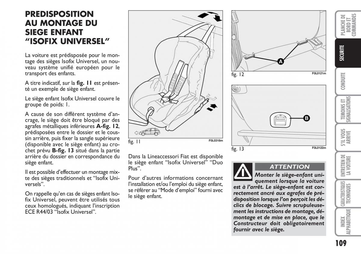 Fiat Croma manuel du proprietaire / page 109