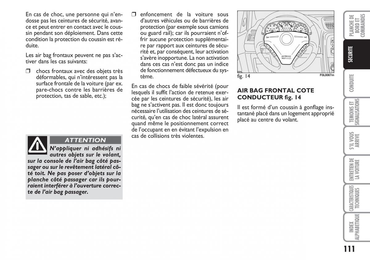 Fiat Croma manuel du proprietaire / page 111