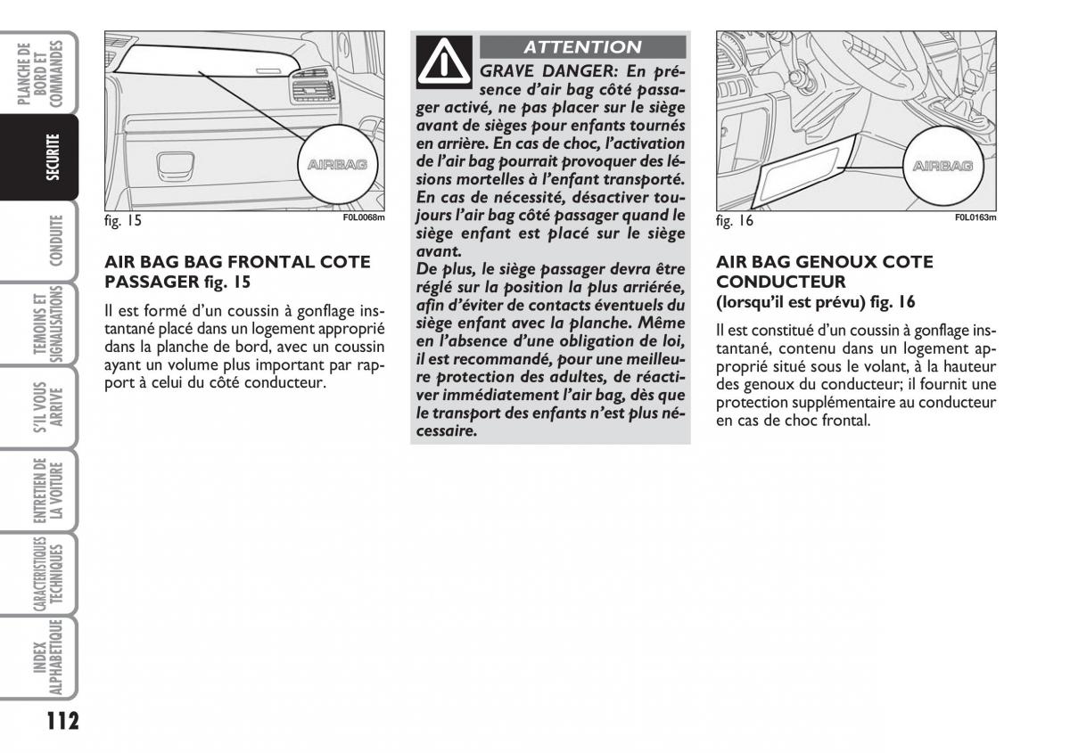 Fiat Croma manuel du proprietaire / page 112