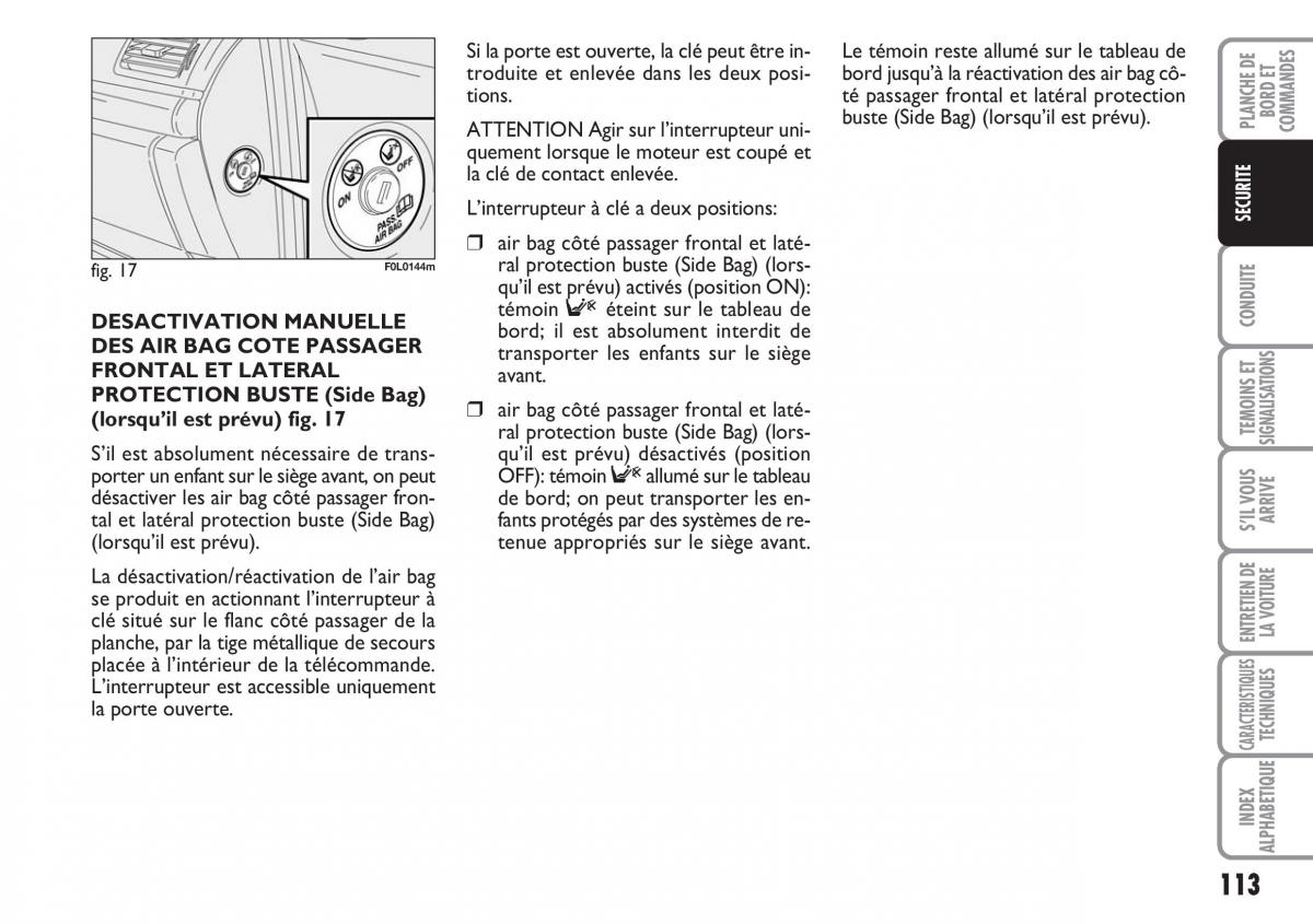 Fiat Croma manuel du proprietaire / page 113