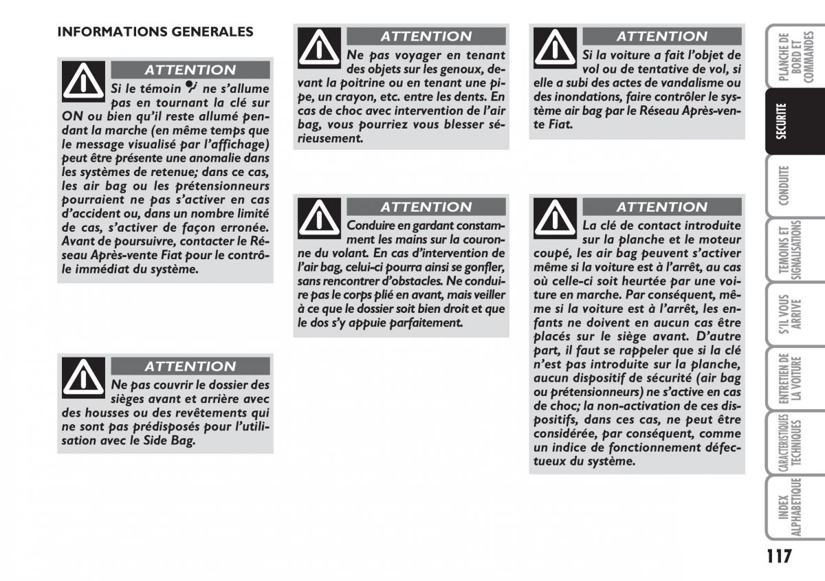 Fiat Croma manuel du proprietaire / page 117