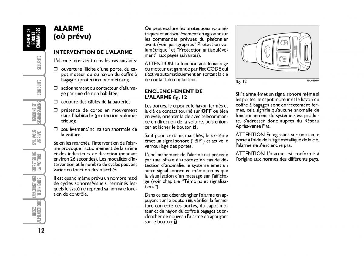 Fiat Croma manuel du proprietaire / page 12