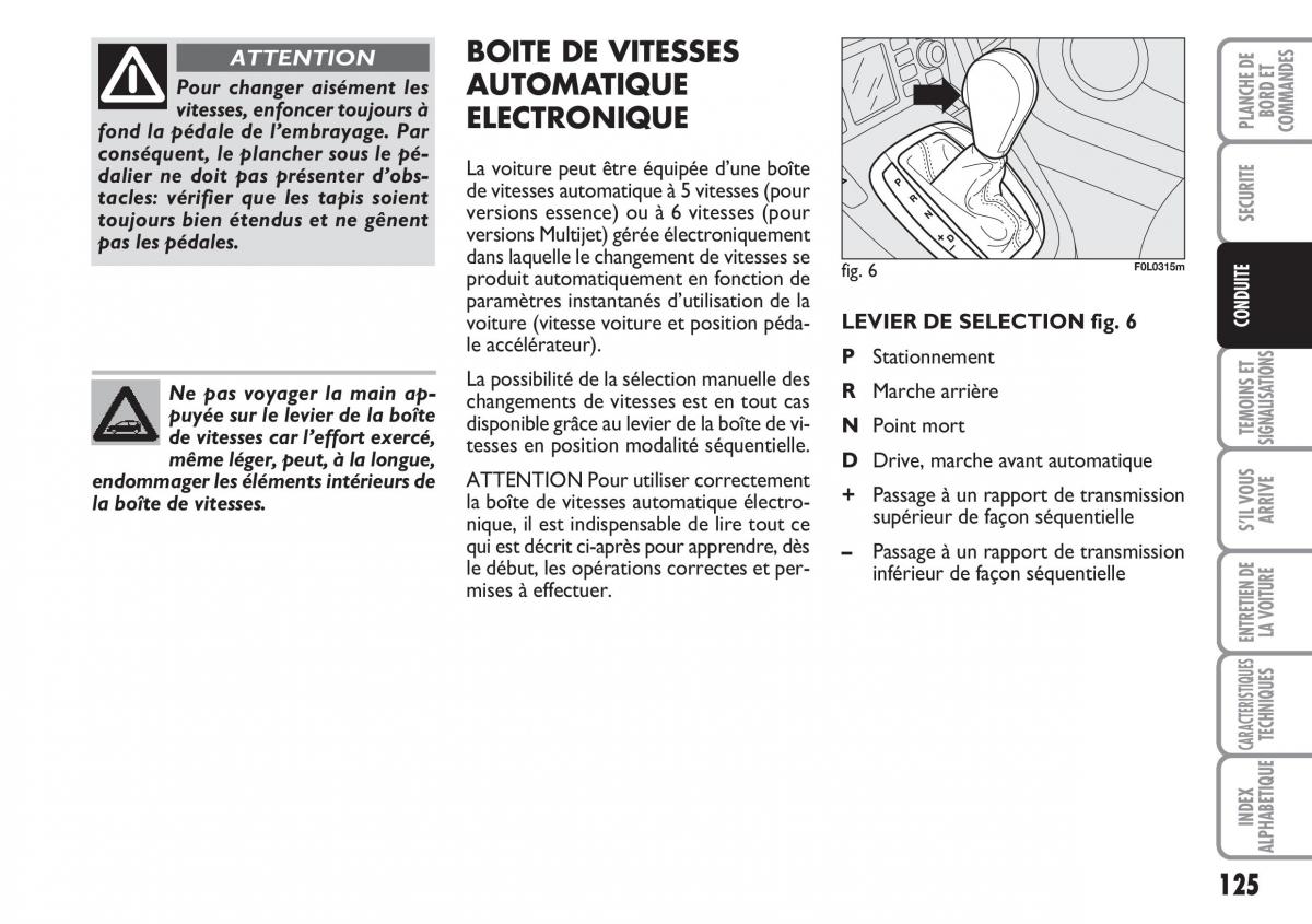 Fiat Croma manuel du proprietaire / page 125